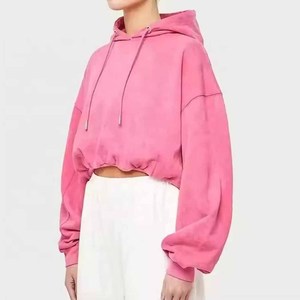 Sweat-shirt à capuche rose surdimensionné pour femme avec épaules tombantes et poches, couleur unie, en molleton, idéal pour l'automne - Product Image 6