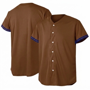 เสื้อเบสบอลชาย แขนสั้น คอวี ติดกระดุมด้านหน้า แบบเรียบ ขายส่ง - Product Image 3