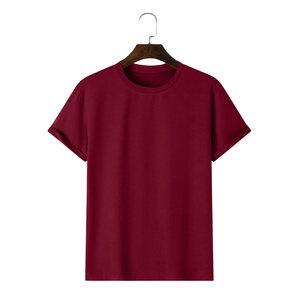 T-shirt à manches courtes pour homme, col rond, coupe classique, couleur unie, jersey de coton respirant, style décontracté - Product Image 3