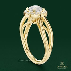 Anillo Halo con Diamante Cultivado en Laboratorio de Corte Redondo, Anillo Solitario Clásico para Mujer, Joyería Fina Clásica, Anillo de Promesa - Product Image 3