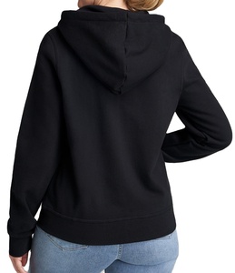 Sweat-shirt à capuche pour femme en molleton 100% coton de haute qualité, fermeture éclair intégrale, imprimé, décontracté, streetwear, noir - Product Image 4