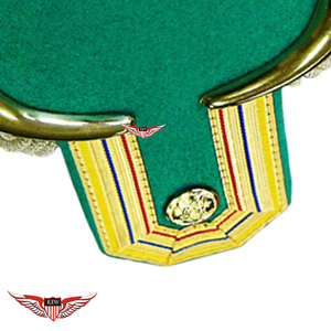 KEW Epaulettes de Hombro Metálicos Verdes de Alta Calidad Personalizables con Flecos Plateados, Diseño Vintage Ecológico, Acabado Duradero Bordado - Product Image 2