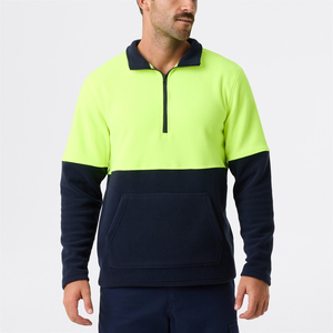 Veste de travail réfléchissante en polaire 100 % polyester imperméable et respirante à col zippé pour homme, haute visibilité, hiver, OEM - Product Image 6