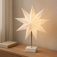 Weihnachtliche Papierstern-LED-Tischlampe mit Warmweißem Licht Dekorative Nachttischlampe für Schlafzimmer Festliche Heimdekoration