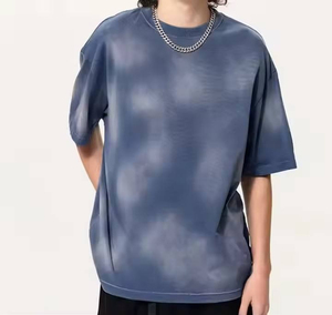 <b>Men's</b> Olive Green Washed Jersey T-Shirt O-Neck <b>Short</b> <b>Sleeve</b> Casual Solid Color Oversized Fit Knitted Plain Design - Product Image 2