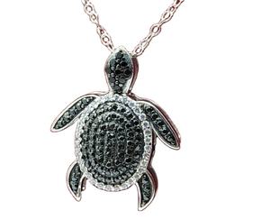 Colgante de tortuga de diamante de moissanita en blanco y negro Colgante personalizado de plata esterlina de moissanita y colgante de hip hop - Product Image 1