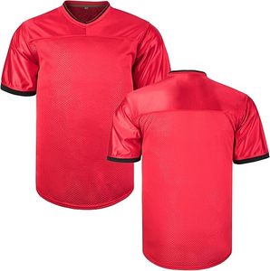 <b>Red</b> V-Neck Mesh Football Jersey Short Sleeve Lightweight Polyester Sport T-Shirt <b>Red</b> Jersey - Product Image 1