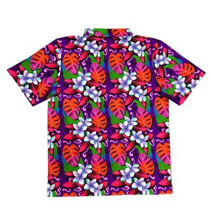 เสื้อเชิ้ตแขนสั้นลำลองผู้ชาย พิมพ์ลายตัวอักษรสีแดงน้ำเงิน ทรงปกติ ผ้าโพลีเอสเตอร์ทอ ระบายอากาศได้ดี - Product Image 5