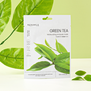 RENOBLE Green <b>Tea</b> Facial Sheet Pack Moisturizing 22ML Ampule from Korea CEJ BEAUTY for Dry Skin Collagen <b>Infused</b> Face Body Use - Product Image 2