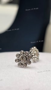 925 Silver with VVS Moissanite Diamond Flower Shape Screw <b>Back</b> Stud <b>Earrings</b> Bezel Setting Classic Women's Jewelry - Product Image 6