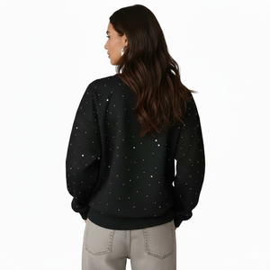 Sweat-shirt pull-over col rond en coton doublé polaire 240g pour femme, imprimé numérique uni, doux, respirant, anti-plis, anti-bouloches, devant - Product Image 2