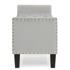 Banco de Almacenamiento Tapizado en Gris con Botones y Adornos de Tachuelas, Acolchado Suave, para Entrada, Sala de Estar o Dormitorio, con Reposabrazos - Product Image 4