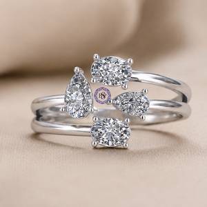 Moissanite Oval Cut <b>Solitaire</b> Engagement <b>Ring</b> Rhodium Plated <b>Silver</b> Band Romantic Wedding Jewelry - Product Image 1