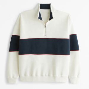 OEM Custom 100% Cotton 3d Embossed 14 Quarter Half Zip Pullover <b>Jumper</b> <b>Fleece</b> Vintage Oversized Mock Neck Sweatshirt Men - Product Image 1