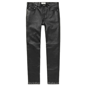 Pantalon en cuir de vachette taille haute pour homme, style décontracté, qualité supérieure, pantalon de moto, vente en gros, couleur noire, pantalon en cuir tendance - Product Image 1
