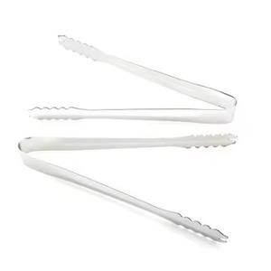 Pince à glace en acier inoxydable finition argentée, résistante à la chaleur 260°C, compatible lave-vaisselle, écologique, style simple, pince à salade et aliments, personnalisable - Product Image 1