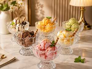 Stocked Luxury Glass <b>Ice</b> <b>Cream</b> <b>Cup</b> & Dessert Bowl 300mm Diameter Eco-Friendly Washable for Milkshake Salad Juice - Product Image 1