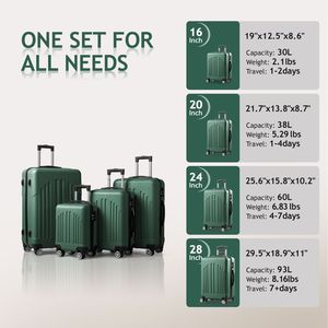Valigia Trolley 4 in 1 con Strisce Verticali Curve, Verde Retrò, in ABS PC, Leggera, Impermeabile, Chiusura a Cerniera, Fodera in Poliestere - Product Image 3