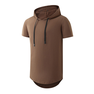 T-shirt à capuche personnalisé pour homme, vente en gros, logo personnalisé, t-shirt vierge à manches courtes, pull à capuche pour homme - Product Image 1