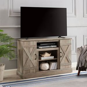 ชั้นวางทีวีเพื่อความบันเทิงแบบเก่าย้อนยุคอเมริกันคลาสสิค47 "W * 15.5" D * 30.75 "H เปิดพื้นที่เก็บข้อมูลสำหรับทีวีทีวีทีวีทีวีทีวีสีเทา50" - Product Image 4