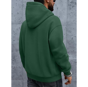 Sweat-shirt à capuche unisexe vert, coupe ample, style décontracté, en molleton de coton, avec poche, pour l'hiver, écologique - Product Image 2