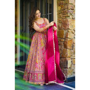 Vestido Elegante de Fiesta Zeel Fashion Rosa, Diseño de Poliéster, Lehenga Choli con Falda y Dupatta, Talla M - Product Image 4