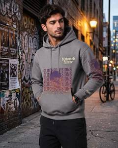 Sweat-shirt à capuche gris pour homme, coupe classique, en polaire, couleur unie, décontracté, pour l'automne - Product Image 3