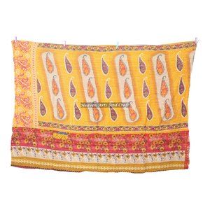 Vintage Handmade Kantha Quilts Patchwork Reversible Bedspread <b>Indian</b> Reversible Hand Stitched Heavy <b>Throw</b> Old Sari Blanket Patch - Product Image 4