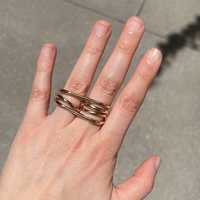 Anillo de doble dedo con cable, minimalista, delicado, único, de la colección Link To Link, al por mayor, oro macizo de 14k y 18k