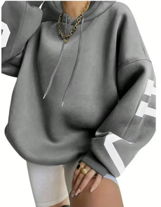 Drop Shoulder <b>Thick</b> Cotton Oversized Pullover Hoodie Custom logo Letter Printed Heavy Hoodie for Women - Product Image 4