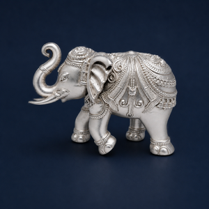 Estatuilla de Elefante en Plata 999 sobre Latón, 100% Latón Hecho a Mano, 2.5x2.2x3.2 cm, 35g, Decoración Tradicional Hathi Murti Puja - Product Image 5