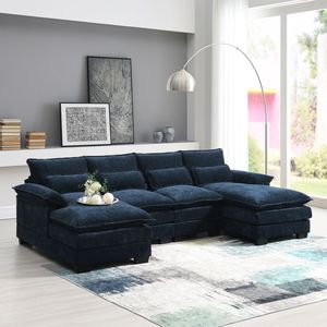 110*55 moderno divano modulare a forma di U 6 posti a forma di ciniglia Cloud Set 110*55 mobili simmetrici interni comodi 5 colori soggiorno - Product Image 1