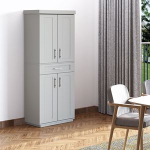 Armadio dispensa cucina moderna Freestanding grigio con ripiani regolabili e cassettiere-armadi da cucina - Product Image 4