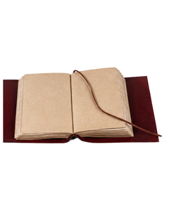 Rustic Two-Panel Embossed Leather Notebook Mandala & Paisley Motif Natural Deckle Edge Pages, Wrap Around Cord Tie Handcrafted - Product Image 2