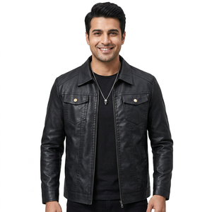 <b>Mens</b> <b>Leather</b> <b>Jackets</b> Long Sleeve Plus Size Pu <b>Jacket</b> <b>Men</b> <b>Leather</b> Coat Casual Motorcycle Biker Coat <b>Leather</b> <b>jacket</b> for <b>men</b> - Product Image 5