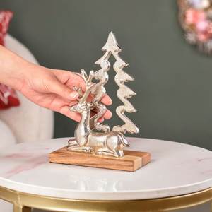 Ornement de table de Noël rustique haut de gamme en métal et bois pour décoration saisonnière - Product Image 1