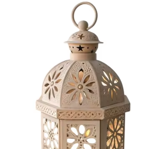 Vente en gros de lanternes marocaines en métal au design classique avec finition blanche, style moderne, lanterne à bougie pour la décoration de la maison, personnalisable - Product Image 1