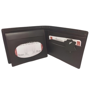 Portefeuille classique pour homme en cuir véritable, à double pli, avec fenêtre pour carte d'identité, marron foncé, élégant, porte-cartes fin, durable, organisateur de poche pour argent - Product Image 1