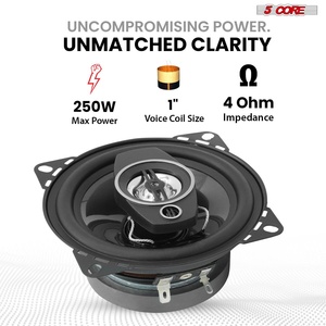 Haut-parleurs coaxiaux 5 cœurs pour voiture, 4 pièces, 250W, 4 ohms, système 2 voies avec super tweeter et subwoofer - Product Image 3