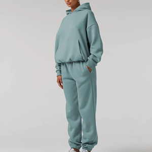 Manufacturer Unisex Heavyweight Solid Hooded Casual Street Fashion Tracksuits 2 in 1 Set - Product Image 2
