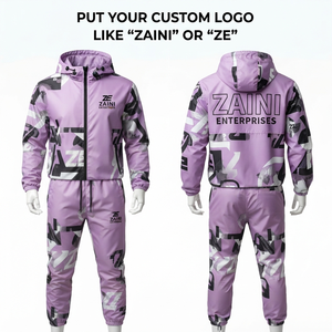 <b>Mens</b> Windbreaker <b>Suit</b> 105 GSM Premium Polyester Taslan Fabric <b>Purple</b> Abstract Print Custom Embroidery Screen Print DTF Logo - Product Image 1