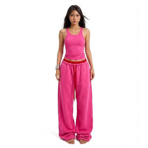 Fashion Women's Casual 2-Piece Polyester Breathable Ribbed Top and Regular Fit Wide Leg Pants Winter <b>Set</b> - Product Image 4
