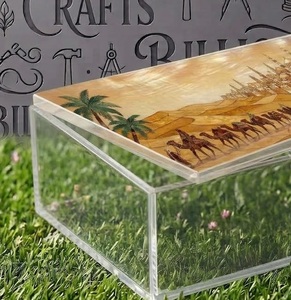 Wholsale Acrylic Plexi Oriental Desert Camel Caravan pattern Rectangle chocolate <b>dessert</b> <b>box</b> for eid ramadan - Product Image 2
