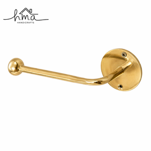 Porte-rouleau de papier toilette en laiton doré poli, design moderne à cadre ouvert incurvé, plaque arrière florale ronde, forme carrée pour salle de bain - Product Image 6