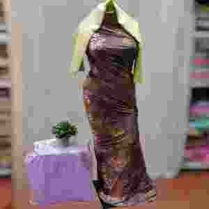 Tissu de Robe Somalienne Maqbal Dirac en Soie 100% de Qualité Supérieure, Tissé, Imprimé, Sergé, Jacquard Uni, Effet Slub, Motif Floral, Idéal pour Tenues de Soirée - Product Image 1