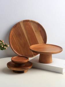 Support à gâteau en bois à 2 niveaux, présentoir à desserts, plateau rond pour la pâtisserie, pour mariage, fête d'anniversaire - Product Image 4