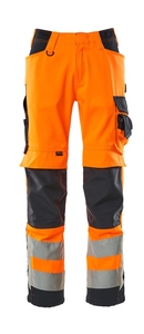 Pantalones de trabajo de alta visibilidad, ropa de seguridad, pantalones cargo de algodón unisex, naranja y azul. - Product Image 6