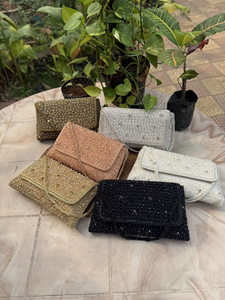 Pochette élégante et légère à motif léopard, ornée de perles, avec rabat, sac de soirée scintillant en cristal pour mariage, sac à main décoratif en cristal - Product Image 6