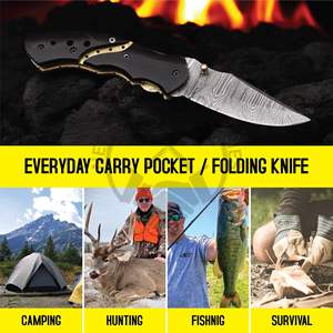 Nouvelle édition du couteau pliant en acier Damas fait main - Couteau de poche tactique de 8 pouces pour hommes, idéal pour le camping, la chasse, la pêche - Product Image 3