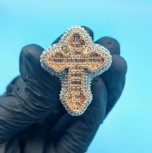 Anillo de Lujo con Incrustaciones de Diamantes, Estilo Hip Hop, Corte Esmeralda, Anillo de Cruz de Jesús para Hombre, Plata 925, Certificado IGI, para Fiestas - Product Image 1